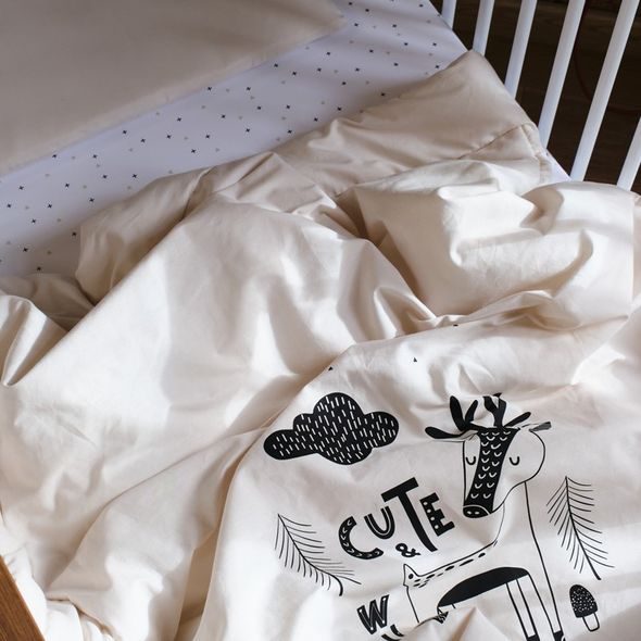 FUNNABABY POVLEČENÍ CUTE & WILD BEIGE 100 X 135 CM/60 X 40 CM - POVLEČENÍ DO POSTÝLKY - SPINKÁNÍ