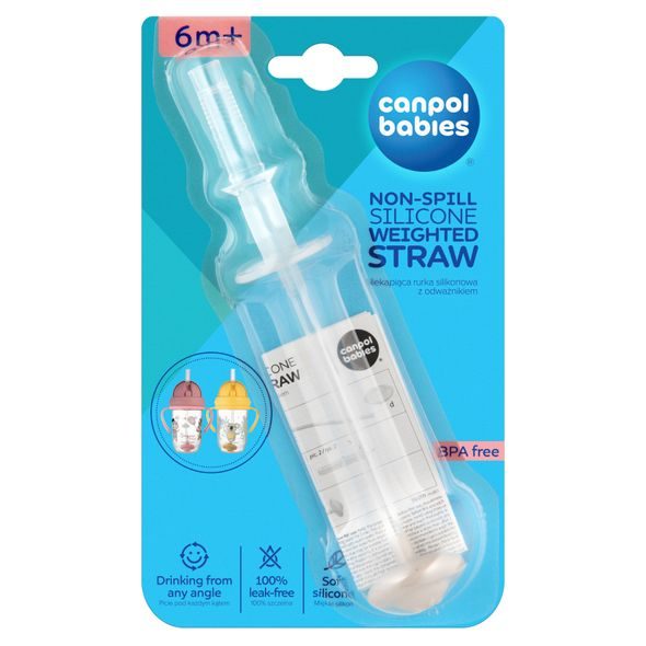 CANPOL BABIES NEVYLÉVACÍ SLÁMKA SE ZÁVAŽÍM PRO HRNEČKY 56/606 A 56/607 1KS ŠEDÁ - PŘÍSLUŠENSTVÍ K HRNEČKŮM - KRMENÍ