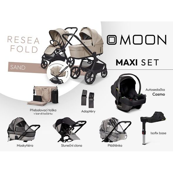 MOON RESEA FOLD MAXI SET - SAND - KOMBINACE S PŘÍSLUŠENSTVÍM - KOČÁRKY A PŘÍSLUŠENSTVÍ