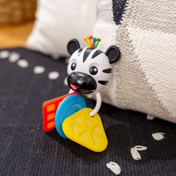 BABY EINSTEIN KOUSÁTKO S CHRASTÍTKEM ZEBRA ZEN™ SHAKE-A-SHAPE BEZ BPA 0M+ - MOTORICKÉ A HUDEBNÍ - PRO DĚTI