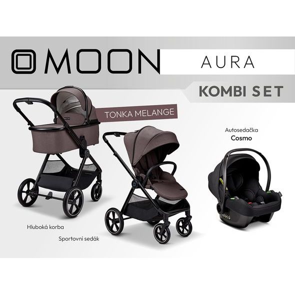 MOON AURA - KOMBI TONKA MELANGE - TROJKOMBINACE - KOČÁRKY A PŘÍSLUŠENSTVÍ