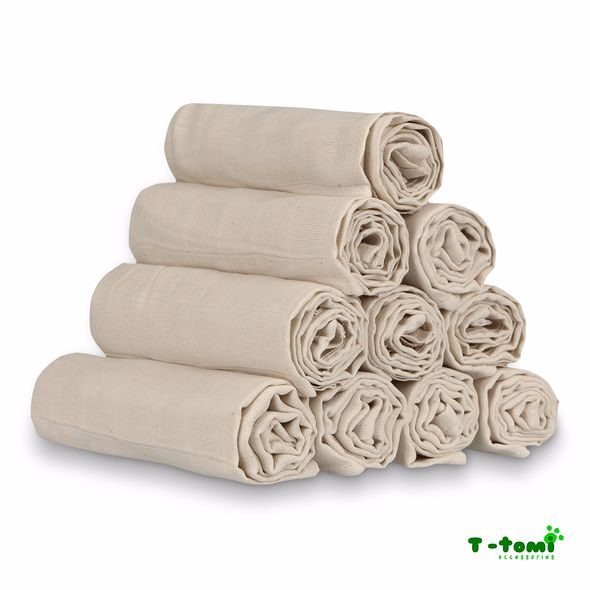 T-TOMI LÁTKOVÉ TETRA PLENY 70X70 NEBĚLENÉ, SADA 10 KS - TOP KVALITA - LÁTKOVÉ PLENY SKLÁDANÉ - PŘEBALOVÁNÍ