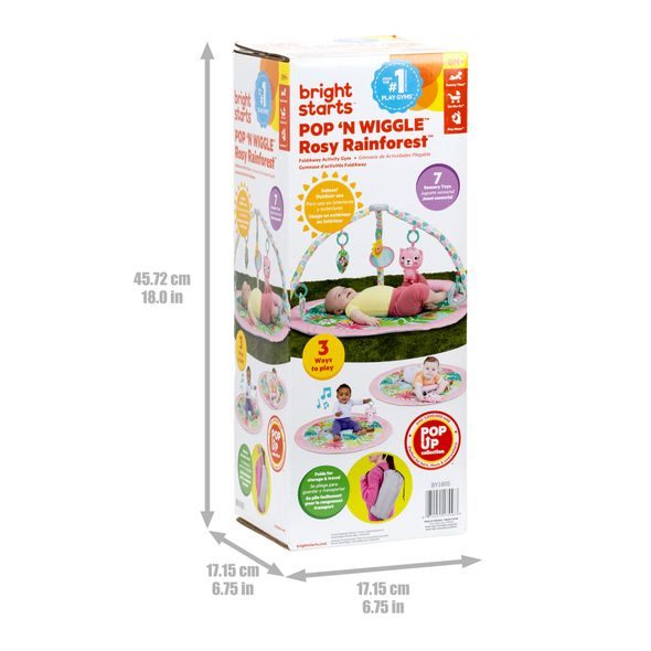 BRIGHT STARTS DEKA NA HRANÍ PRO ROZVOJ MOTORIKY A SMYSLŮ POP 'N WIGGLE ROSY RAINFOREST™, 0M+ - HRACÍ DEKY - PRO DĚTI
