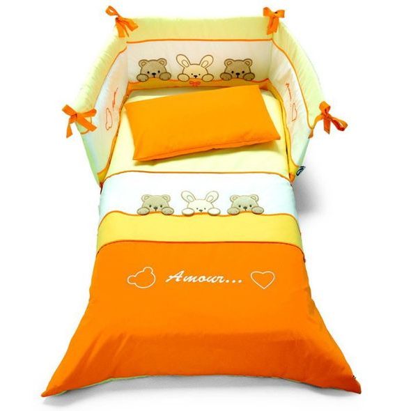 PALI AMOUR SET DO POSTÝLKY ORANŽOVÝ 3 ČÁSTI - POVLEČENÍ DO POSTÝLKY - SPINKÁNÍ