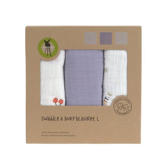 LÄSSIG BABIES SWADDLE BURP BLANKET 85X85 HAPPY FRUITS CHERRY - LÁTKOVÉ PLENY ALL IN ONE - PŘEBALOVÁNÍ