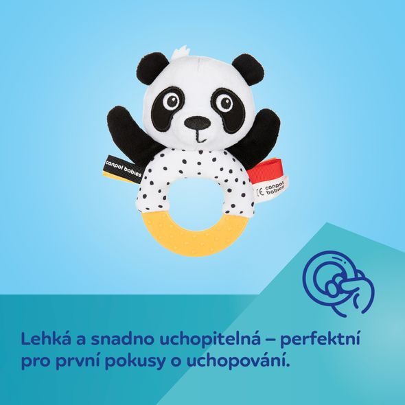 CANPOL BABIES SENZORICKÁ HRAČKA PANDA S KOUSÁTKEM A CHRASTÍTKEM BABIESBOO - KOUSÁTKA - PRO DĚTI
