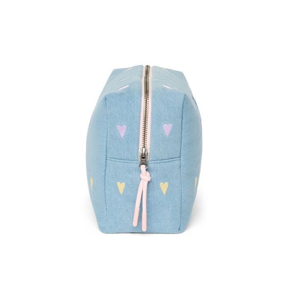 STUDIO NOOS DENIM TOILETRY - TOALETNÍ TAŠTIČKA | HEARTS LIGHT BLUE HEARTS - KOSMETICKÉ TAŠKY - PŘEBALOVÁNÍ