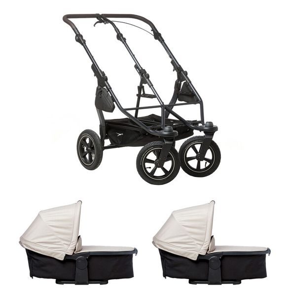TFK TFK SET DUO2 FRAME 2025 - AIR WHEEL + CARRYCOT SAND - KOČÁRKY PRO DVOJČATA - KOČÁRKY A PŘÍSLUŠENSTVÍ