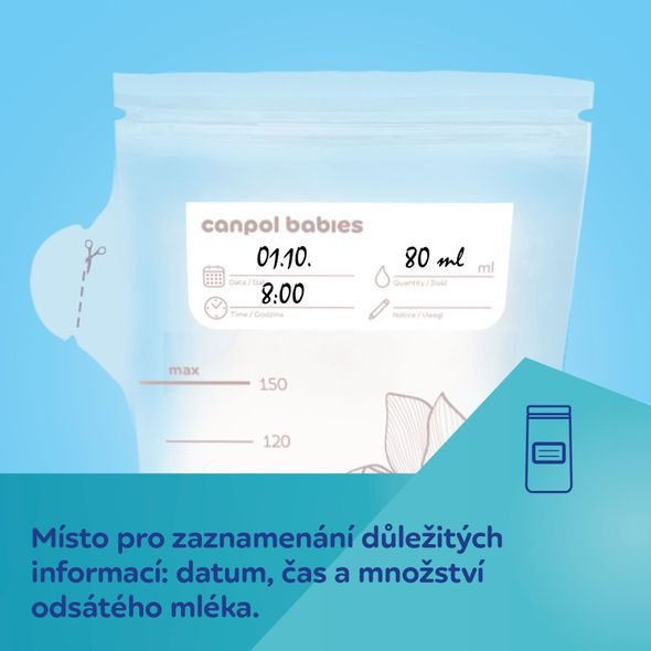 CANPOL BABIES SÁČKY K UCHOVÁVÁNÍ ODSÁTÉHO MLÉKA 20KS - USKLADNĚNÍ MATEŘSKÉHO MLÉKA - KRMENÍ