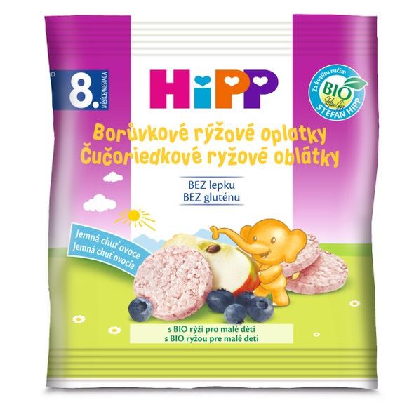 HIPP BIO BORŮVKOVÉ RÝŽOVÉ OPLATKY - TYČINKY/SUŠENKY - KRMENÍ