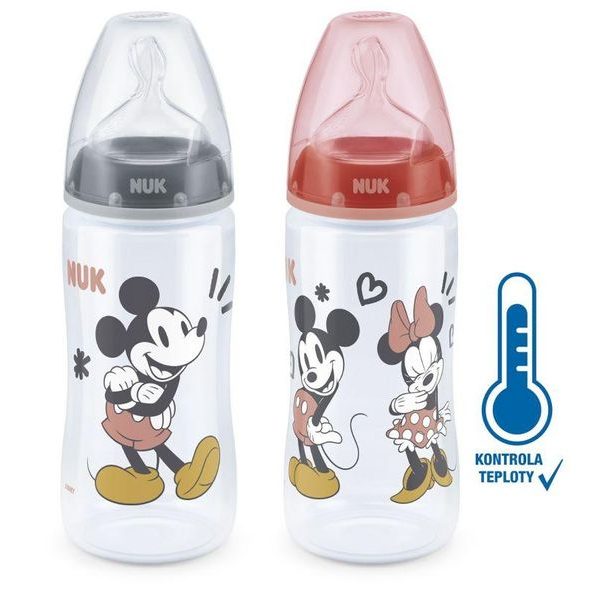 NUK FC+ LÁHEV MICKEY S KONTROLOU TEPLOTY 300 ML - KOJENECKÉ LAHVE - KRMENÍ