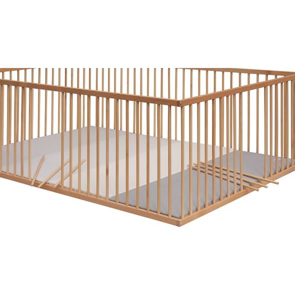 SCARLETT DĚTSKÁ DŘEVĚNÁ OHRÁDKA SCARLETT S LUXUSNÍ OMYVATELNOU ŽÍNĚNKOU M-ŠEDÁ, BUK 200 X 140 X 70CM - OHRÁDKY - KOUPÁNÍ A ZDRAVÍ