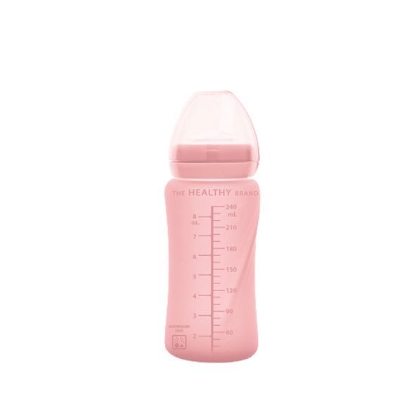 EVERYDAY BABY SKLENĚNÁ LÁHEV S BRČKEM 240 ML, ROSE PINK - FLAŠTIČKY HRNČEKY - KRMENÍ