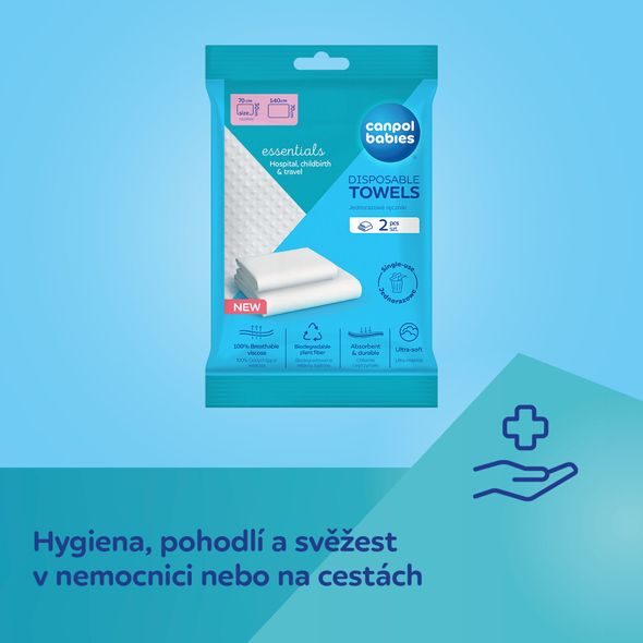 CANPOL BABIES HYGIENICKÉ JEDNORÁZOVÉ RUČNÍKY SET 2KS - VLHČENÉ UBROUSKY - PŘEBALOVÁNÍ