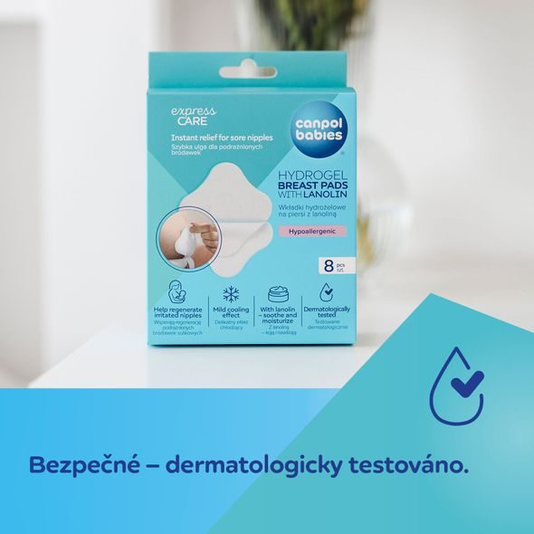 CANPOL BABIES HYDROGELOVÉ HOJÍCÍ PRSNÍ POLŠTÁŘKY S LANOLINEM 8KS - PÉČE O PRSA - PRO MAMINKY