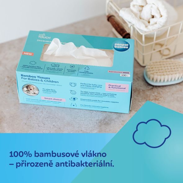 CANPOL BABIES BAMBUSOVÉ UBROUSKY 2V1 100KS - VLHČENÉ UBROUSKY - PŘEBALOVÁNÍ