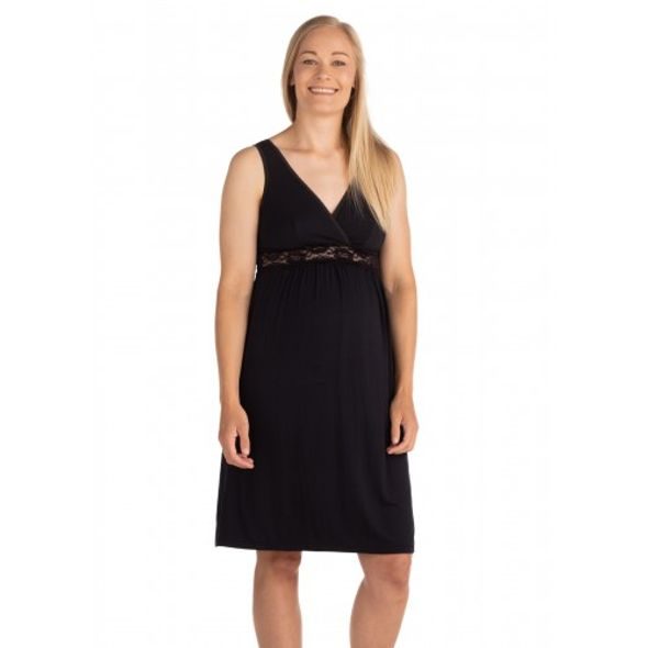 CARRIWELL TĚHOTENSKÁ A KOJICÍ NOČNÍ KOŠILKA ČERNÁ - OBLEČENÍ UMOŽŇUJÍCÍ KOJENÍ - PRO MAMINKY