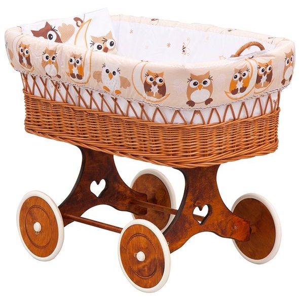 SCARLETT 6-DÍLNÁ SOUPRAVA SOVIČKA DO PROUTĚNÉHO KOŠE- BÉŽOVÁ - POVLEČENÍ DO POSTÝLKY - SPINKÁNÍ