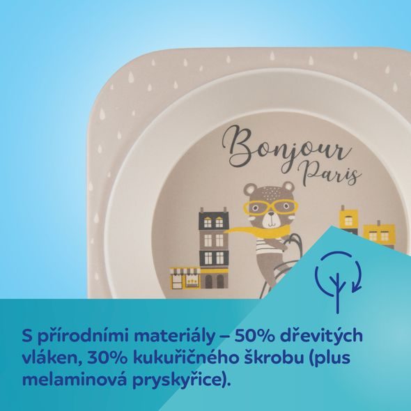 CANPOL BABIES SADA NÁDOBÍ BONJOUR PARIS 5KS ČERVENÁ - MISKY, TALÍŘKY A PODLOŽKY - KRMENÍ