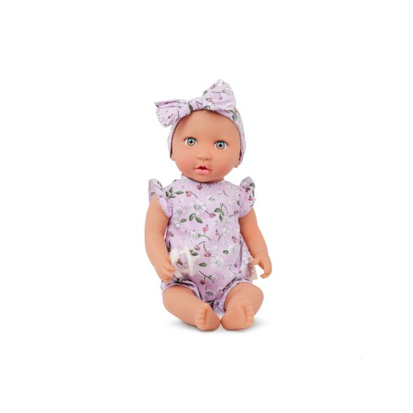 LULLA BABY PANENKA 35 CM V OVERALU S ČELENKOU FLORAL LILA - PANENKY - PRO DĚTI