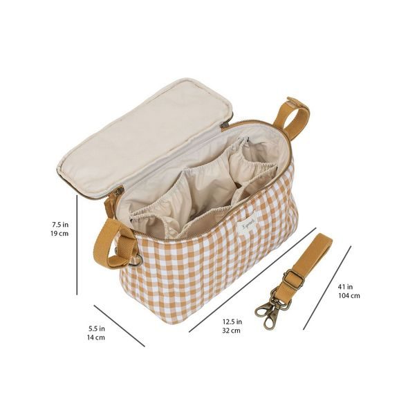 3 SPROUTS ORGANIZÉR NA KOČÁREK PROŠÍVANÝ GINGHAM MUSTARD PRINT - ORGANIZÉRY A KOŠÍKY - KOČÁRKY A PŘÍSLUŠENSTVÍ