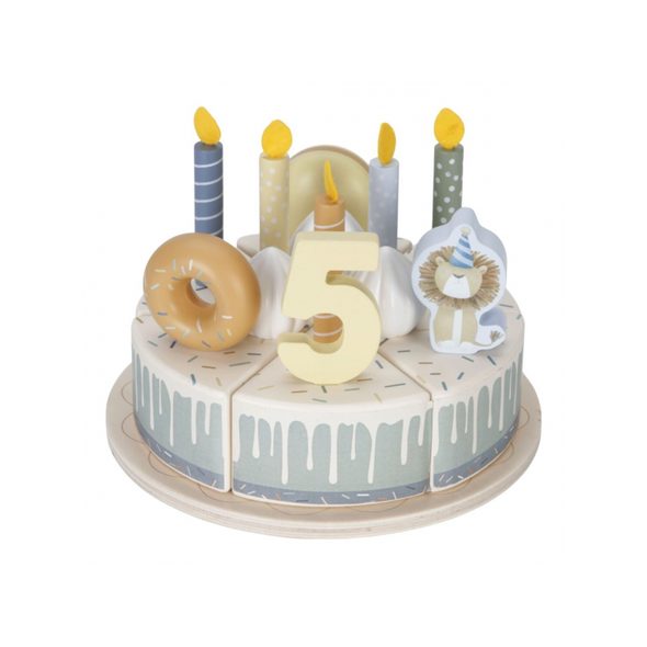 LITTLE DUTCH NAROZENINOVÝ DORT 26 DÍLŮ DŘEVĚNÝ BLUE - DŘEVĚNÉ HRAČKY - PRO DĚTI