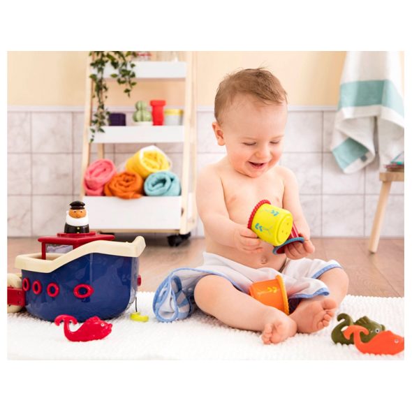 B-TOYS LOĎ S KAPITÁNEM FISH & SPLISH - HRAČKY DO VANY - PRO DĚTI