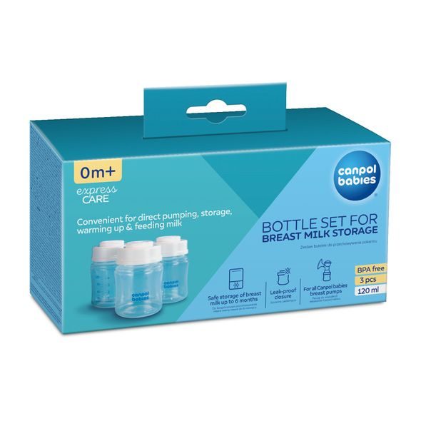 CANPOL BABIES SADA LAHVÍ NA SKLADOVÁNÍ MLÉKA 3X120ML - USKLADNĚNÍ MATEŘSKÉHO MLÉKA - KRMENÍ