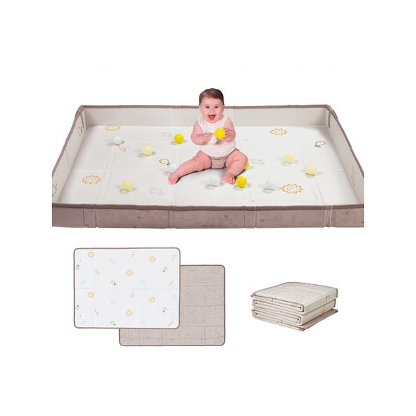 TAF TOYS HRACÍ PODLOŽKA PĚNOVÁ S MÍČKY BROWN BEIGE - HRACÍ PODLOŽKY NA ZEM - SPINKÁNÍ