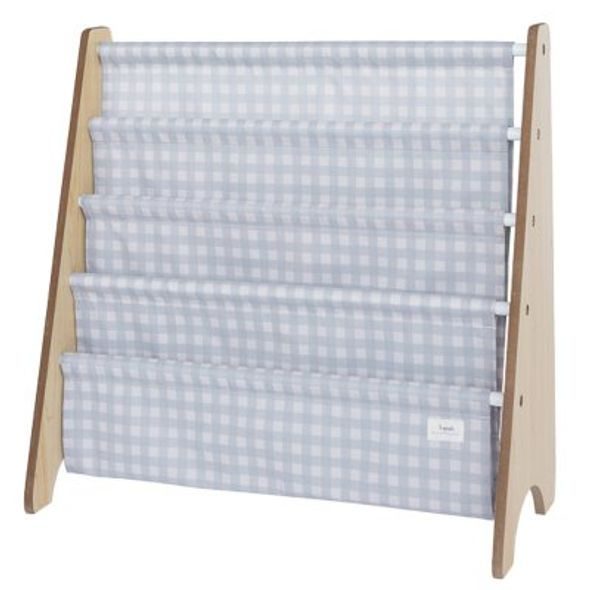 3 SPROUTS STOJAN NA KNÍŽKY RECYCLED GINGHAM/BLUE - DEKORACE A POLIČKY - SPINKÁNÍ
