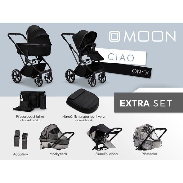 MOON CIAO EXTRA SET - ONYX - KOMBINACE S PŘÍSLUŠENSTVÍM - KOČÁRKY A PŘÍSLUŠENSTVÍ