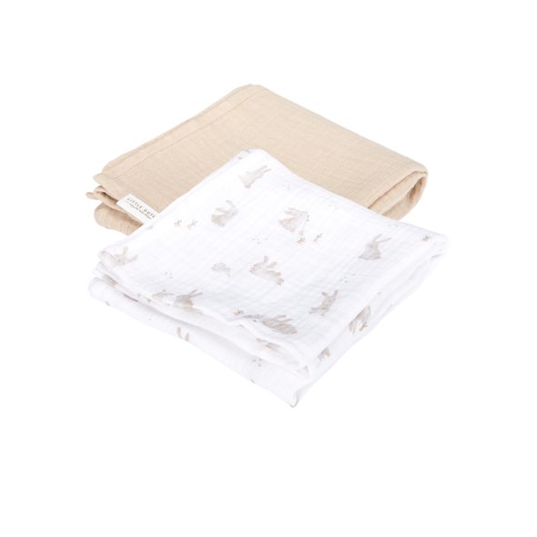 LITTLE DUTCH PLENY 70X70CM BABY BUNNY BEIGE 2KS - LÁTKOVÉ PLENY SKLÁDANÉ - PŘEBALOVÁNÍ