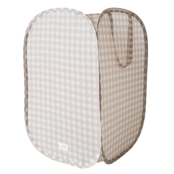 3 SPROUTS SKLÁDACÍ ÚLOŽNÝ KOŠ RECYCLED GINGHAM BEIGE - BOXY NA HRAČKY - SPINKÁNÍ