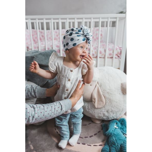 ENIE BABY TURBAN - DĚTSKÁ ČEPICE 9-12M BLUE CIRCLE - ČEPIČKY A KLOBOUČKY - PRO DĚTI
