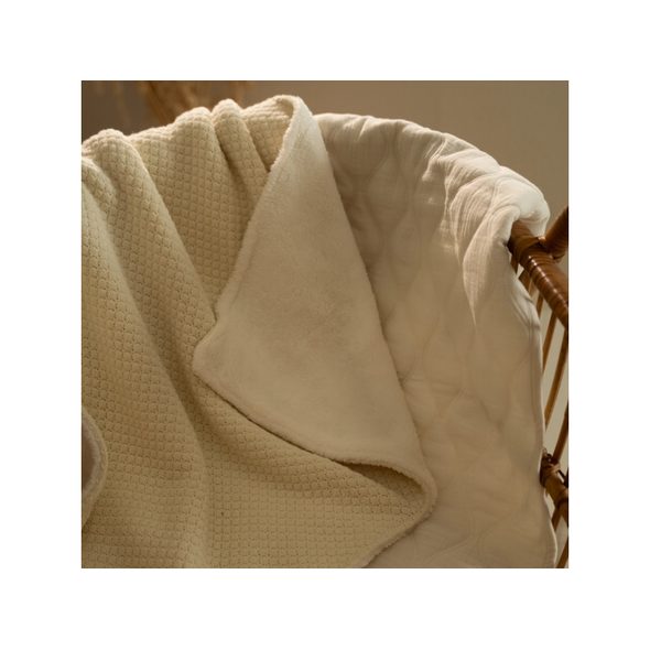 LITTLE DUTCH DEKA PLETENÁ / FLEECE 70X100 CM PURE SOFT WHITE - DĚTSKÉ DEKY PRO MIMINKA - SPINKÁNÍ