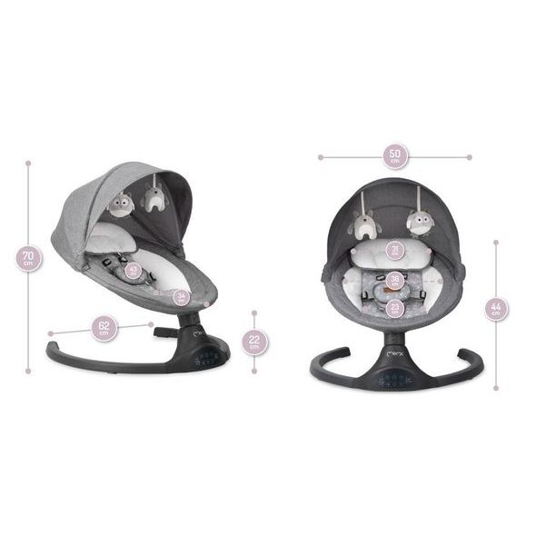 MOMI ELEKTRICKÁ HOUPAČKA KENANI TMAVĚ ŠEDÁ - LEHÁTKA A HOUPADLA - SPINKÁNÍ