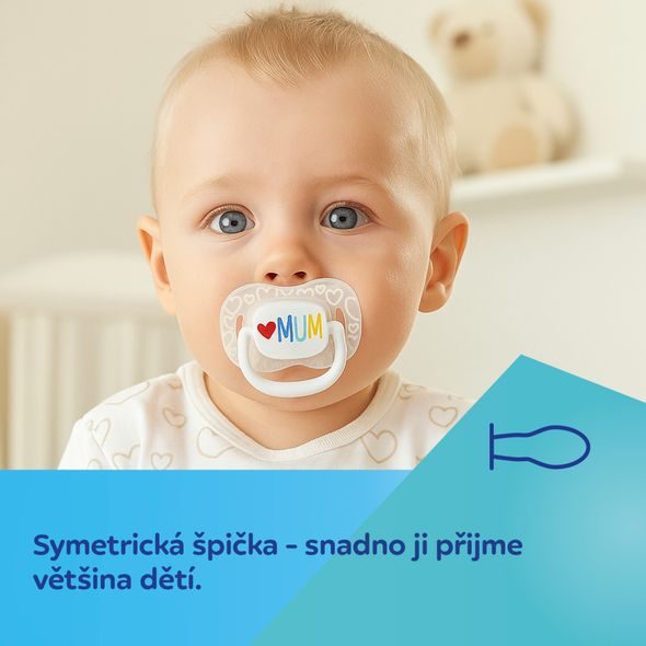 CANPOL BABIES DUDLÍK SVÍTÍCÍ SILIKONOVÝ SYMETRICKÝ LOVE MUM&DAD 6-18M 2KS - ŠIDÍTKA A DOPLŇKY - KRMENÍ