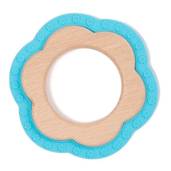 BO JUNGLE KOUSÁTKO B-TEETHER FLOWER WOOD BLUE - HRYZÁTKA - PRO DĚTI