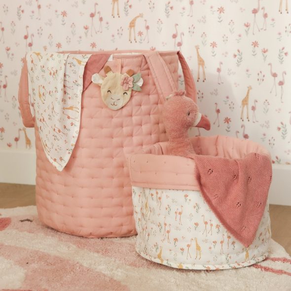 LITTLE DUTCH KOŠÍK TEXTILNÍ OBOUSTRANNÝ VELKÝ PINK BLOOMING SAFARI - LITTLE DUTCH - PRO DĚTI