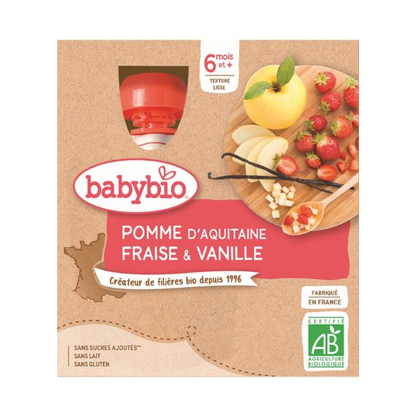 BABYBIO JABLKO JAHODA VANILKA 4X90 G - KAPSIČKY - KRMENÍ