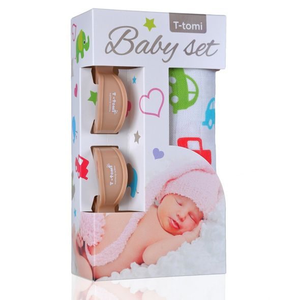 T-TOMI BABY SET BAMBUSOVÁ OSUŠKA S POTISKEM + KOČÁRKOVÝ KOLÍČEK - HÁČKY, POPRUHY A KOLÍČKY - KOČÁRKY A PŘÍSLUŠENSTVÍ