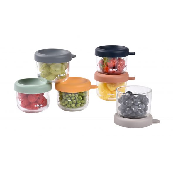 BEABA KELÍMKY NA JÍDLO SKLENĚNÉ 6X 150 ML SUNRISE - USKLADNĚNÍ JÍDLA - KRMENÍ