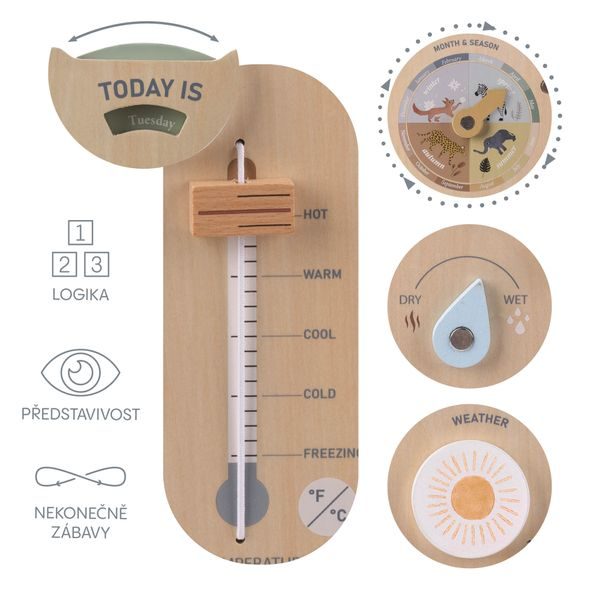 ZOPA DŘEVĚNÁ MONTESSORI DESKA POČASÍ - AKTIVNÍ HRAČKY - PRO DĚTI