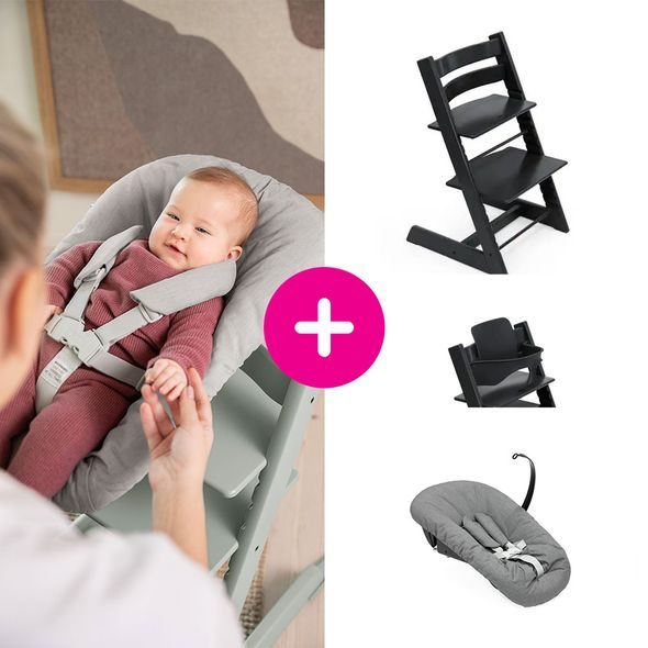 STOKKE® TRIPP TRAPP® + NOVOROZENECKÁ SADA + BABY SET ZVÝHODNĚNÁ SADA - JÍDELNÍ ŽIDLIČKY DŘEVĚNÉ - KRMENÍ