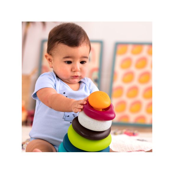 B-TOYS PYRAMIDA Z KROUŽKŮ - STOHOVACÍ HRAČKY - PRO DĚTI