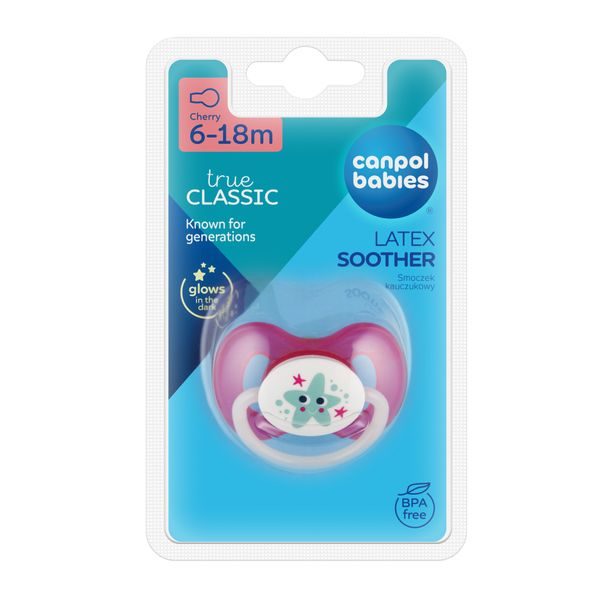 CANPOL BABIES DUDLÍK SVÍTÍCÍ KAUČUKOVÝ TŘEŠINKA 6-18M LOVE&SEA - ŠIDÍTKA A DOPLŇKY - KRMENÍ