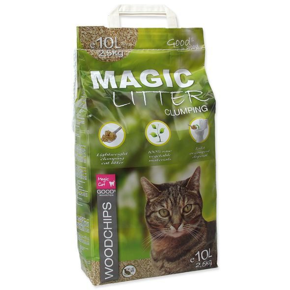 KOČKOLIT MAGIC CAT LITTER WOODCHIPS 10L - PŘÍRODNÍ STELIVO PRO KOČKY - CHOVATELSKÉ POTŘEBY MALVÍKZOO