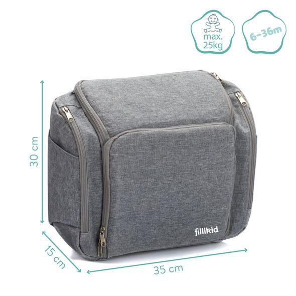 FILLIKID CESTOVNÍ PODSEDÁK CUSHION GREY MELANGE - AUTOSEDAČKY 15-36KG - AUTOSEDAČKY A PŘÍSLUŠENSTVÍ