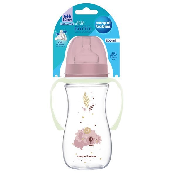 CANPOL BABIES ANTIKOLIKOVÁ LAHEV EASYSTART SLEEPY KOALA 300ML RŮŽOVÁ - KOJENECKÉ LAHVE - KRMENÍ