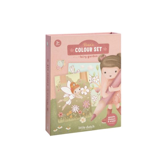 LITTLE DUTCH OMALOVÁNKY S PASTELKAMI A SAMOLEPKAMI ROSA FAIRY GARDEN - LITTLE DUTCH - PRO DĚTI